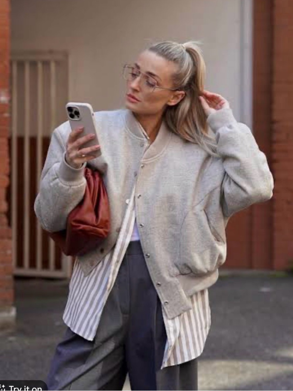 The frankie shop debbie wool bomber in grey